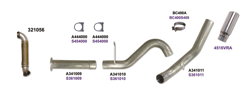 KIT Diamond Eye 4 po DPF-BACK SGL avec TDP AL 07.5-10 Chevy/GMC 6.6L Duramax 2500/3500