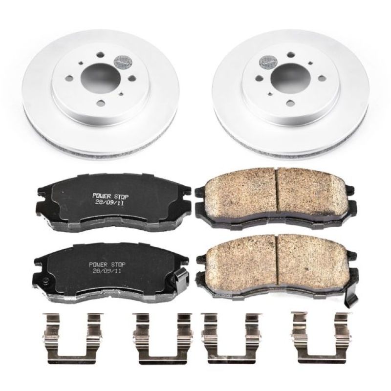 Power Stop 98-02 Mitsubishi Mirage Front Z17 Evolution Geomet Coated Brake Kit