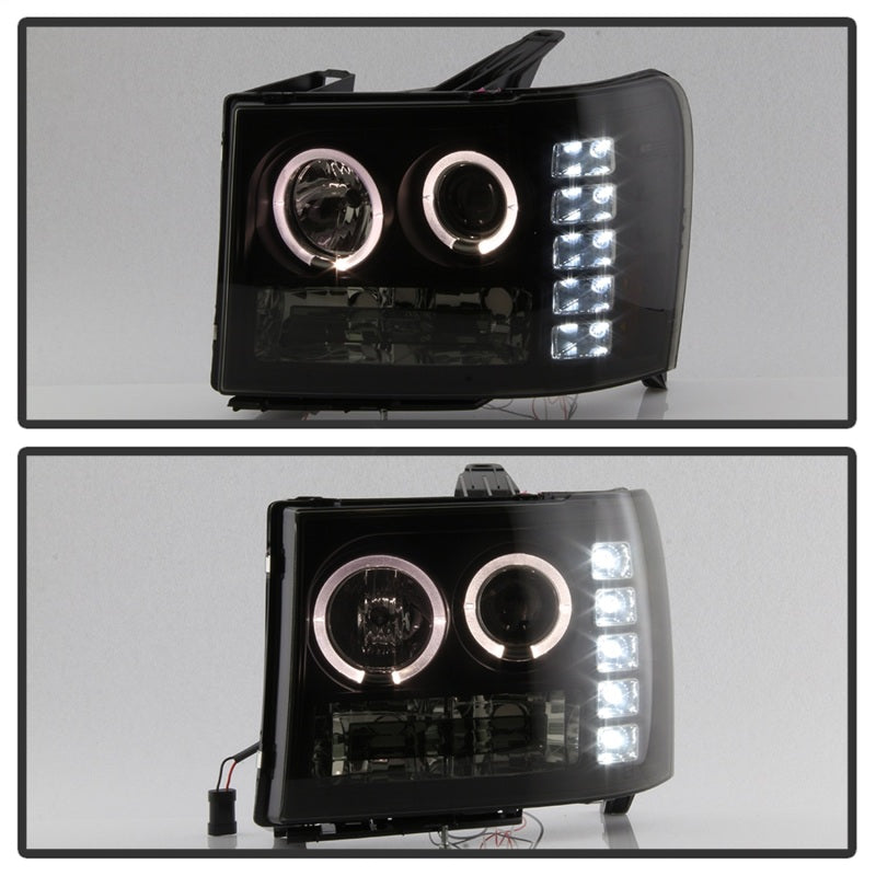 Phares de projecteur Spyder GMC Sierra 1500/2500 07-13 LED Halo- LED Blk Smke PRO-YD-GS07-HL-BSM