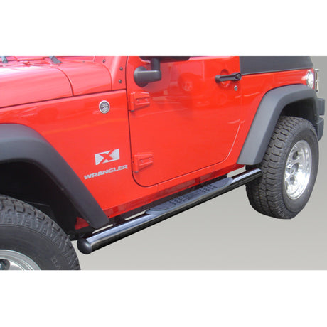 Marchepieds latéraux ronds Rugged Ridge de 3 pouces, noirs, pour Jeep Wrangler 2 portes 07-18
