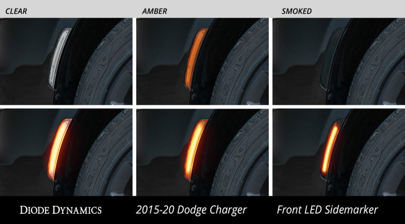 Feux de position latéraux à LED Diode Dynamics 15-21 Dodge Charger - Fumés (ensemble)