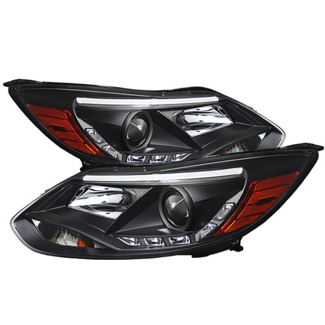 Phares de projecteur Spyder Ford Focus 12-14 Modèle halogène uniquement - DRL Noir PRO-YD-FF12-DRL-BK
