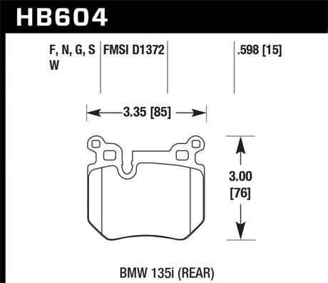 Hawk BMW 135i HPS Street Rear Brake Pads