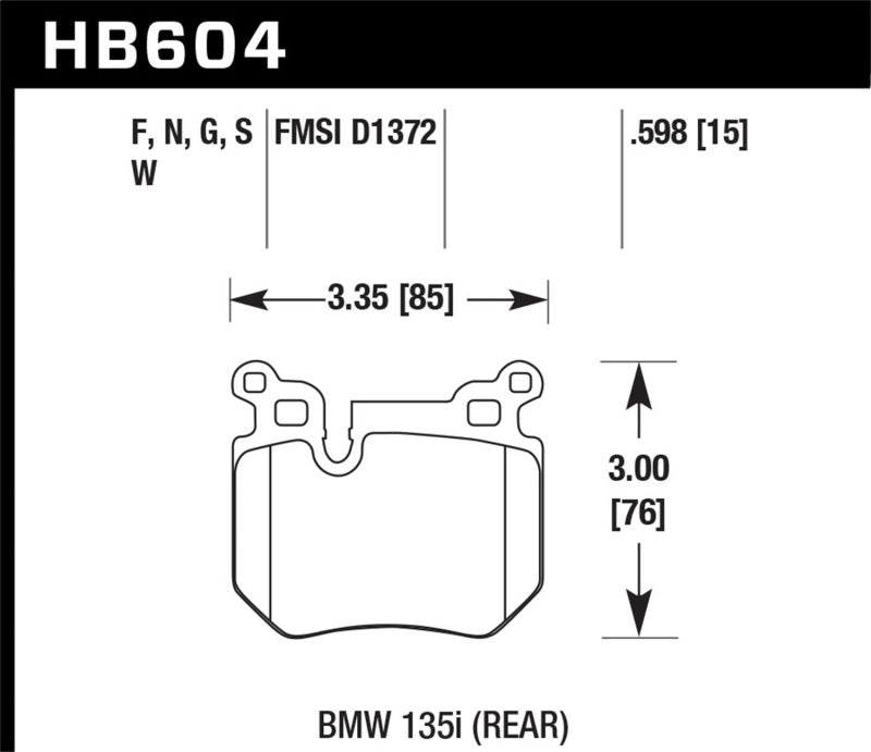 Plaquettes de frein arrière Hawk pour BMW 135i DTC-60 Race