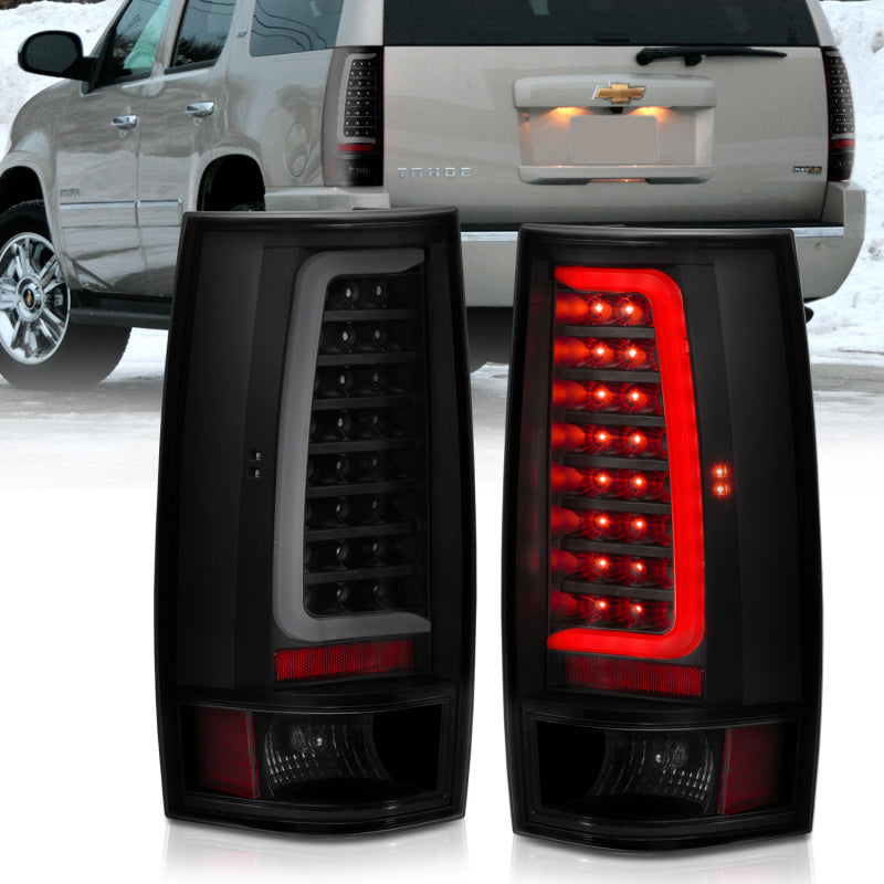 Feu arrière à LED ANZO 2007-2014 Chevy Tahoe style planche noir avec lentille fumée