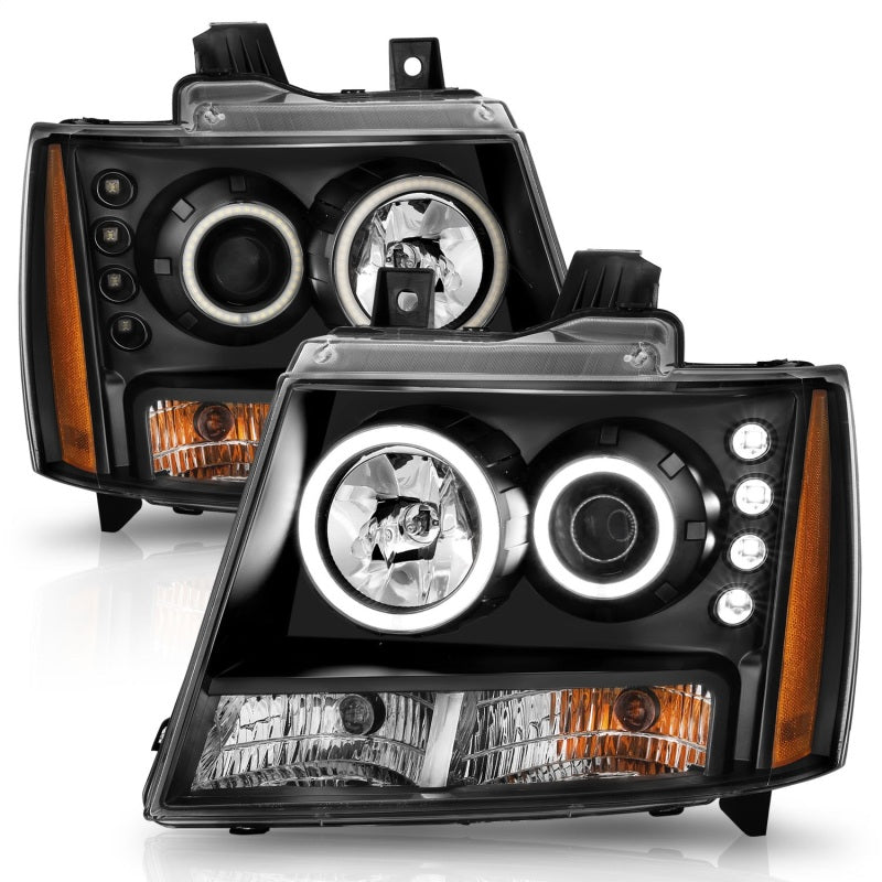 Phares de projecteur ANZO 2007-2013 Chevrolet Avalanche avec halo noir (CCFL)