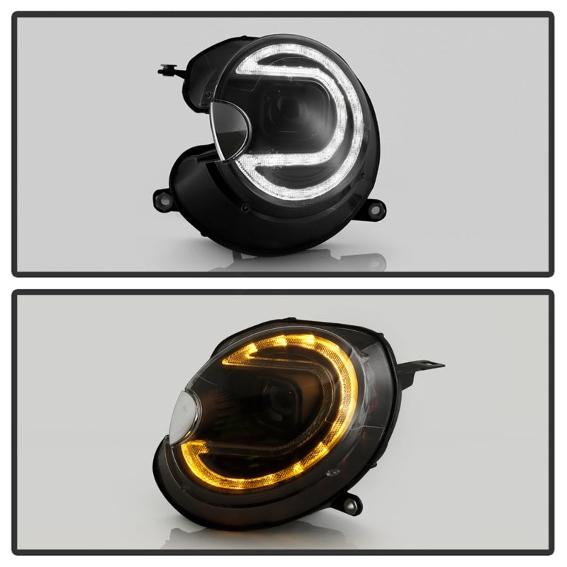 Phares de projecteur halogènes Spyder Mini Cooper 07-12 V2 uniquement - Noir PRO-YD-MC07V2SI-SBLB-BK