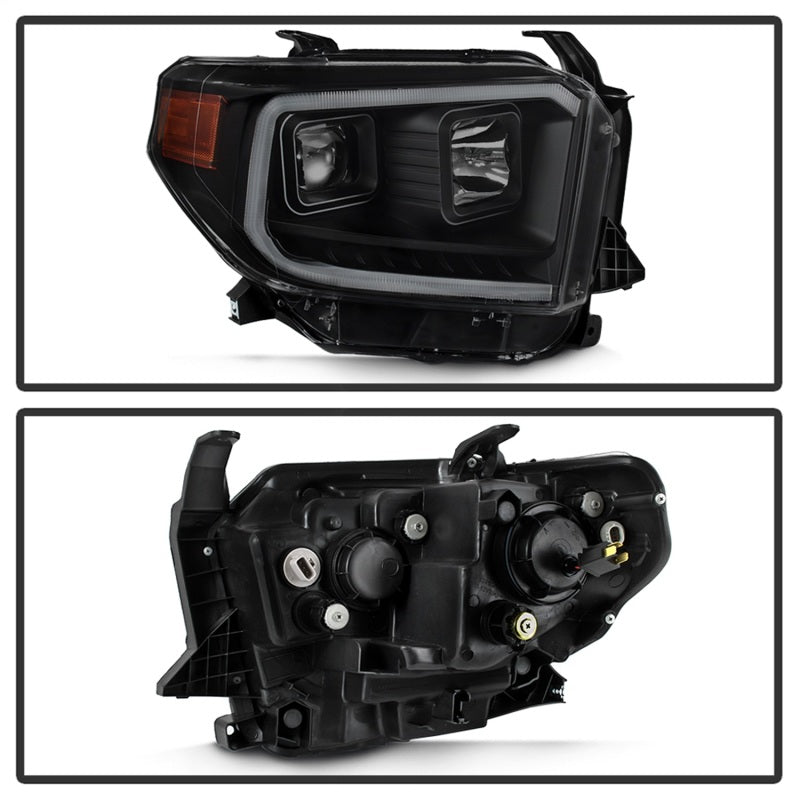 Phares de projet à barre lumineuse LED DRL xTune 14-17 pour Toyota Tundra - Fumée noire (PRO-JH-TTU14-LB-BSM)