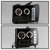 Phares de projecteur Spyder GMC Sierra 1500/2500 07-13 LED Halo- LED Blk Smke PRO-YD-GS07-HL-BSM