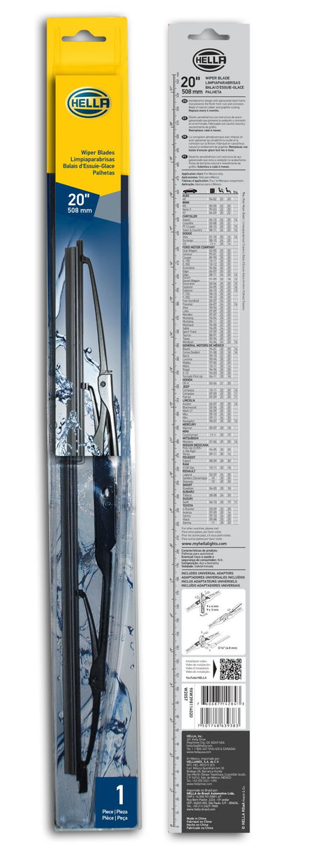 Balai d'essuie-glace standard Hella 20 po - Simple