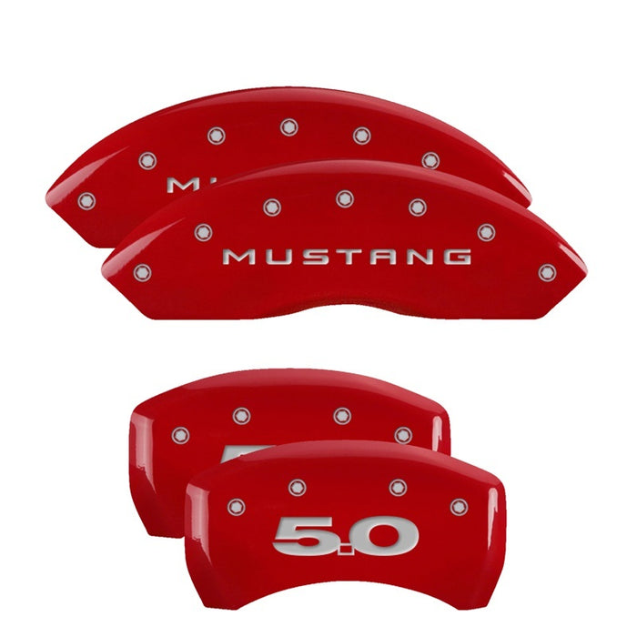 Couvre-étriers MGP 4 gravés à l'avant Mustang gravés à l'arrière 50 Finition rouge argent ch