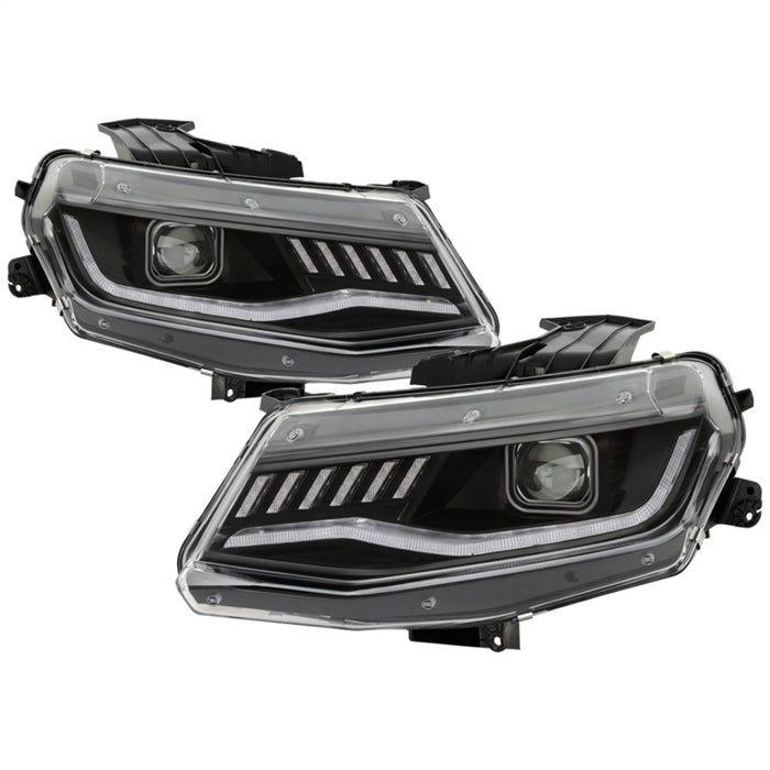 Phares à LED complets Spyder Chevy Camaro 16-18 HID modèle noir PRO-YD-CCAM16HIDAP-SEQ-BK