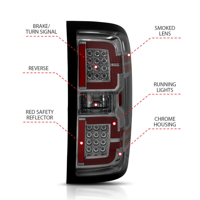Feux arrière à LED ANZO 2014-2018 Chevy Silverado 1500 Fumés