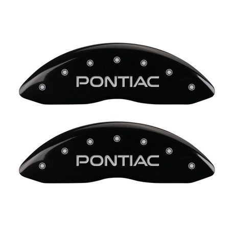 MGP 4 Caliper Covers Engraved Front & Rear Pontiac Black Finish Silver Char 2004 Pontiac GTO