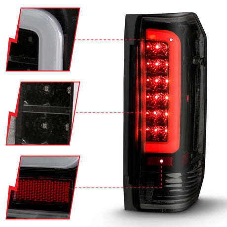Feux arrière à LED ANZO 1987-1996 Ford F-150 Boîtier noir Lentille fumée (paire)
