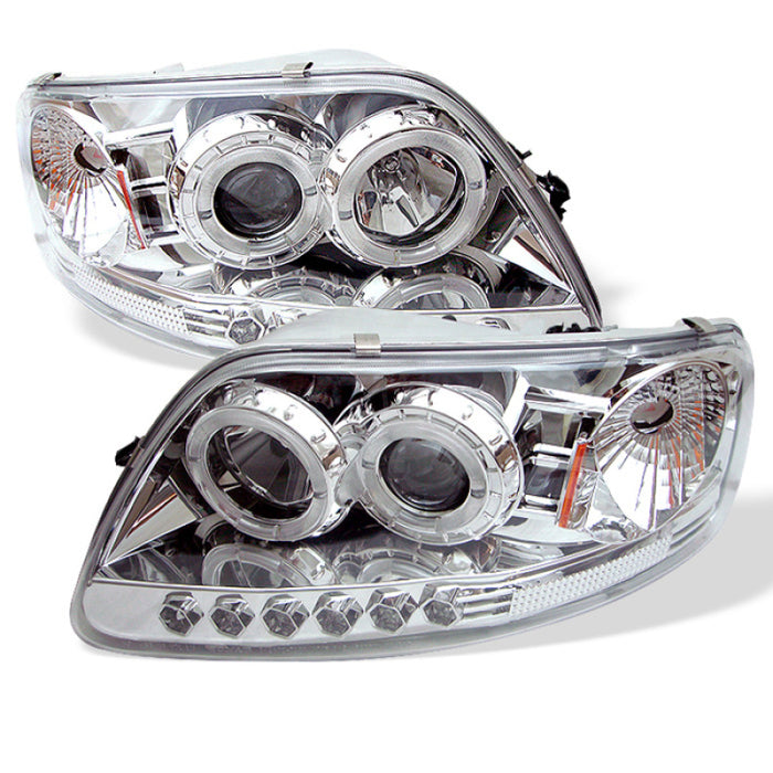 Projecteur Spyder Ford F150 97-0 - Réflecteur LED Halo Ambre LED Chome PRO-YD-FF15097-1P-AM-C