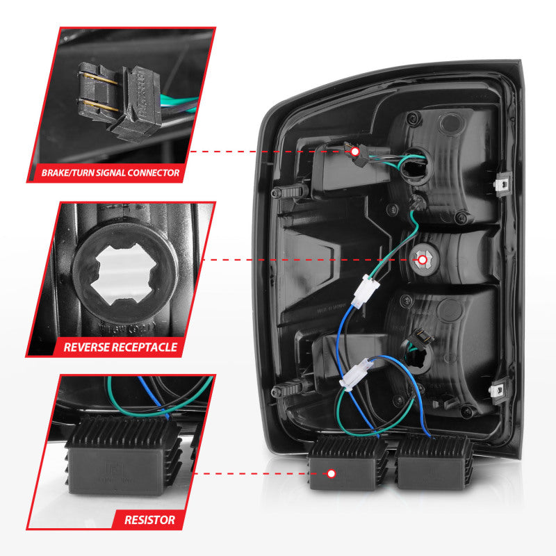 Feux arrière à LED ANZO 15-19 Chevy Silverado 2500HD/3500HD (halogène d'usine uniquement) fumés avec lentille transparente