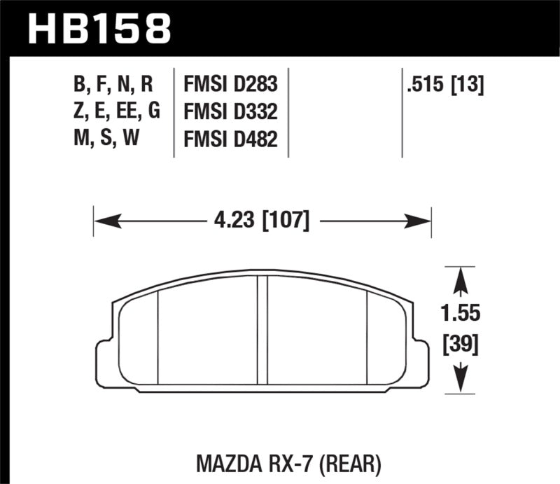 Plaquettes de frein arrière Hawk 84-91 Mazda RX-7 / 03-05 Mazda 6 Blue 9012 Race