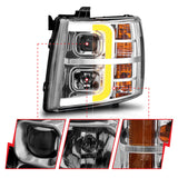 ANZO 2007-2013 Chevrolet Silverado 1500 Projecteur avec barre lumineuse Boîtier chromé avec séquentiel