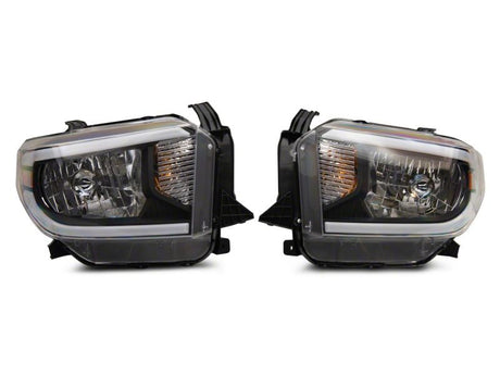 Phares de la série Axial Toyota Tundra 14-21 de Raxiom avec barre LED SEQL - Boîtier noir (lentille transparente)