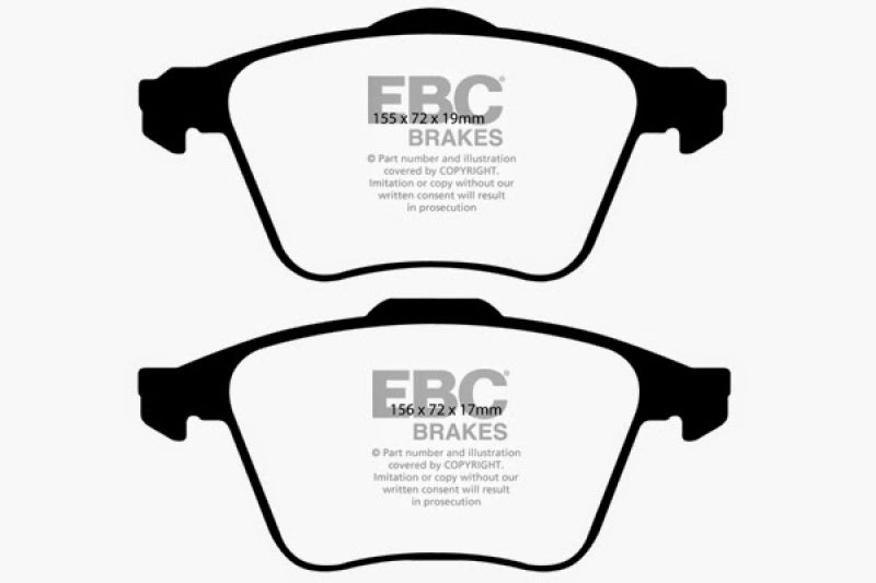 Plaquettes de frein avant EBC Greenstuff pour Volvo S60 2.5 Turbo T5 08-10