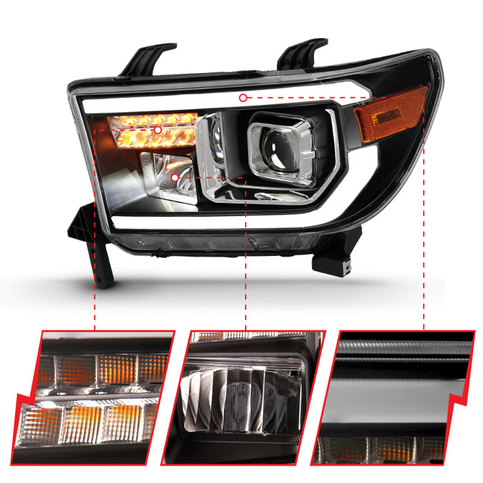 Barre lumineuse de projecteur ANZO 2007-2014 Toyota Tundra HL noir ambre (feux de route à LED) (version halogène)