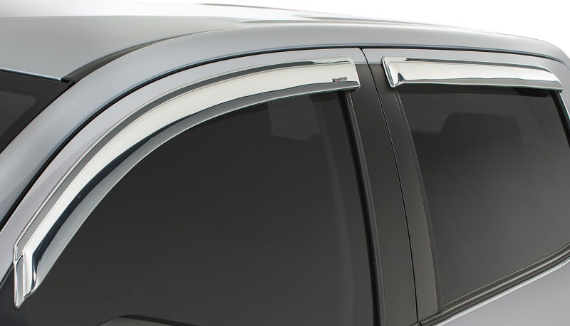 Déflecteur de vent latéral Tape-Onz pour camionnette Toyota Tundra à cabine multiplace allongée Stampede 2007-2019, 4 pièces - Chrome