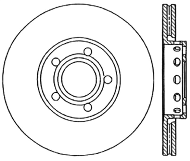 Rotor avant gauche rainuré et percé StopTech 96-7/04 Audi A4 / 95-01 A6 / 7/98-05 VW Passat