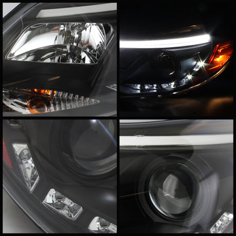 Phares de projecteur Spyder Ford Focus 12-14 Modèle halogène uniquement - DRL Noir PRO-YD-FF12-DRL-BK