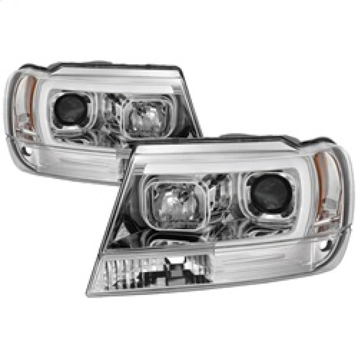 Phares de projecteur Spyder 99-04 Jeep Grand Cherokee - Barre lumineuse DRL LED - Chrome