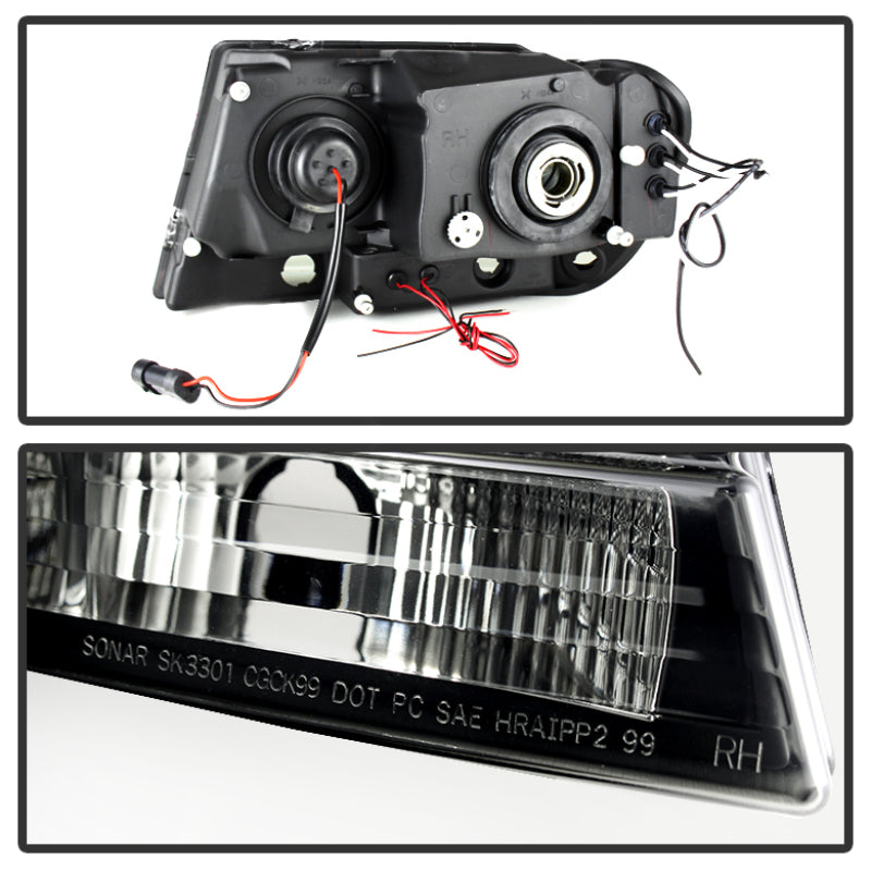 Phares de projecteur Spyder Jeep Grand Cherokee 99-04 LED Halo LED Fumée noire PRO-YD-JGC99-HL-BSM