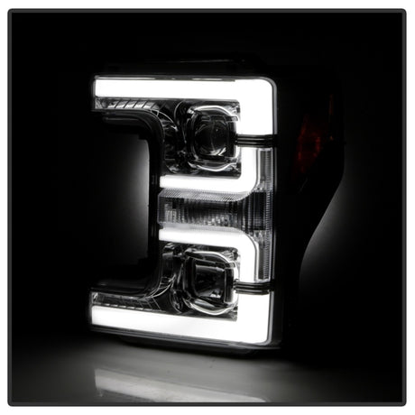 Spyder 17-18 Ford F250/F350/F450 Modèle halogène uniquement - Barre lumineuse blanche - Chrome - PRO-YD-FS17HALSI-C