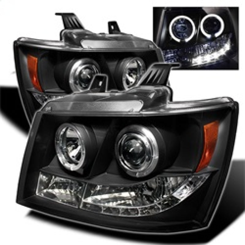 Phares de projecteur Spyder Chevy Suburban 1500 07-14 LED Halo LED Blk PRO-YD-CSUB07-HL-BK
