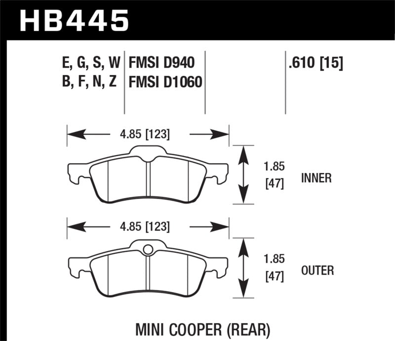 Plaquettes de frein arrière Hawk 02-06 Mini Cooper / Cooper S HP+ Street