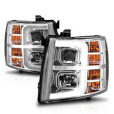 ANZO 2007-2013 Chevrolet Silverado 1500 Projecteur avec barre lumineuse Boîtier chromé avec séquentiel