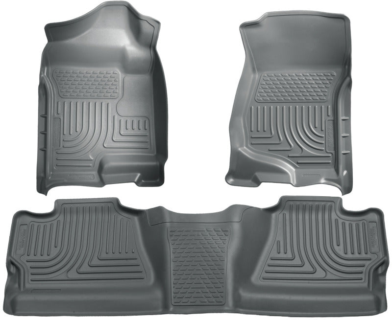 Revêtements de sol gris Husky Liners 07-12 pour cabine multiplace Chevy Silverado/GMC Sierra WeatherBeater Combo