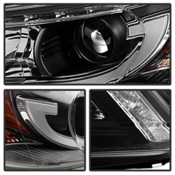 Phares de projecteur Spyder Honda Accord 2013-2015 4DR Barre lumineuse DRL Noir PRO-YD-HA13-LBDRL-BK