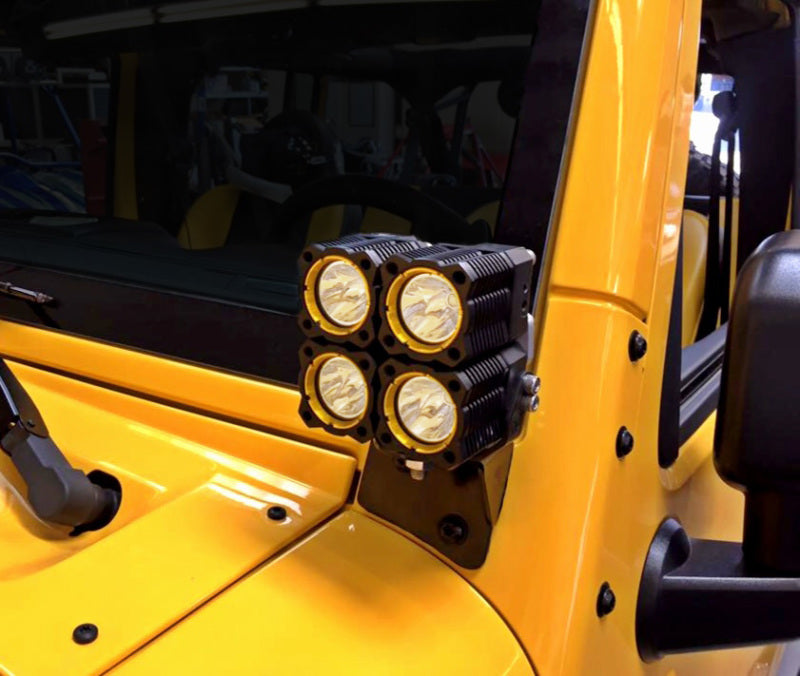 Ensemble de supports de montage de feu de pare-brise pour montant A Jeep JK 07-18 KC HiLiTES (paire) - Noir