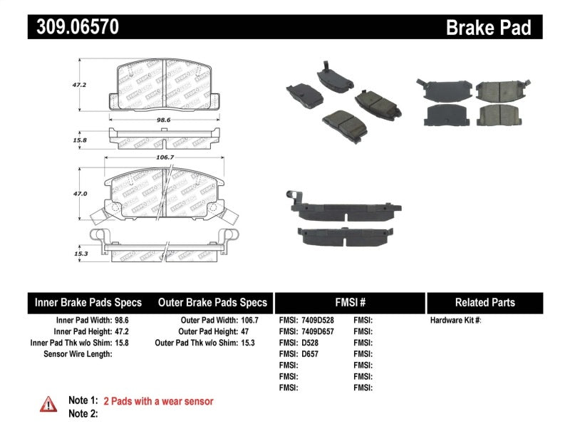 Plaquettes de frein arrière StopTech Performance 1/90-95/00-05 pour Toyota MR2/Spyder