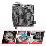 Phares de projecteur ANZO 15-17 Chevrolet Silverado 2500HD / 3500HD Chrome avec jante chromée