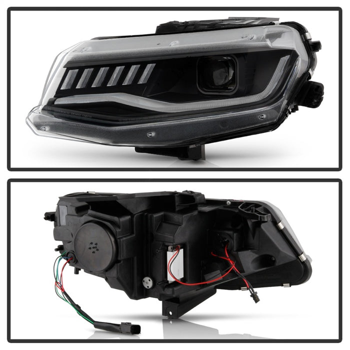 Phares à LED complets Spyder Chevy Camaro 16-18 HID modèle noir PRO-YD-CCAM16HIDAP-SEQ-BK