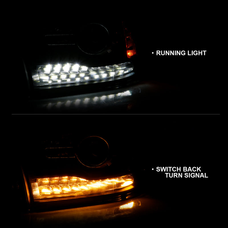 ANZO 2009-2018 Dodge Ram 1500 Phares de projecteur de style planche Halo avec Switchback Noir mat