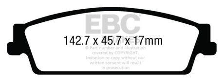 Plaquettes de frein arrière EBC 15+ Cadillac Escalade 6.2 2WD Yellowstuff