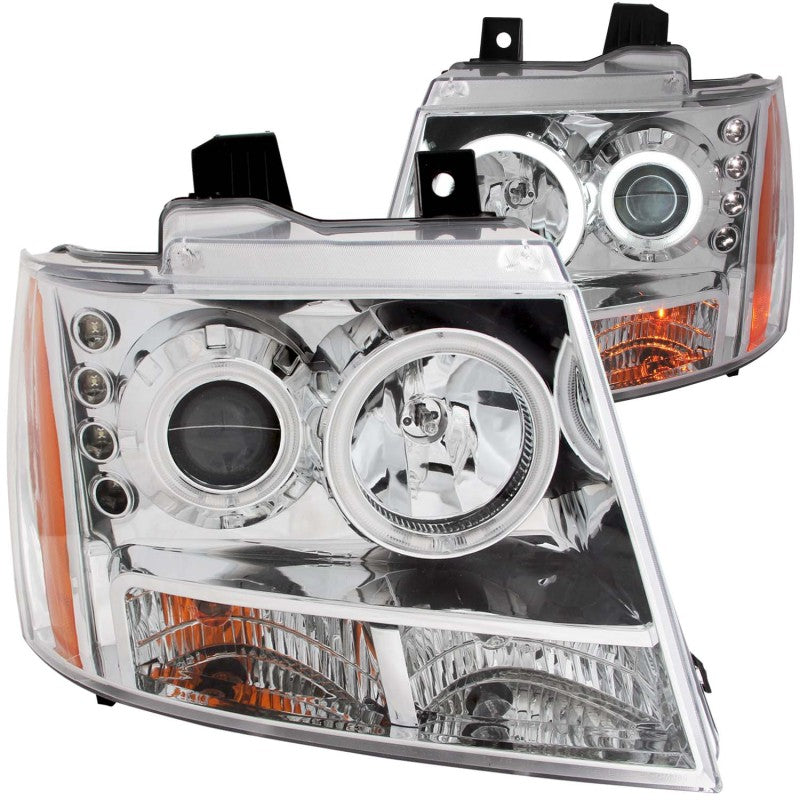 Phares de projecteur ANZO 2007-2013 Chevrolet Avalanche avec halo chromé