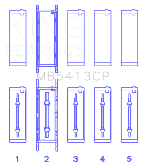 Jeu de roulements principaux de vilebrequin King General Motors 134 (jeu de 10)