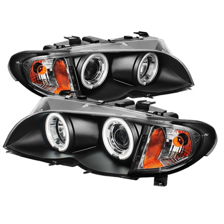 Phares de projecteur Spyder BMW E46 Série 3 02-05 4DR 1 pièce LED Halo Chrm PRO-YD-BMWE4602-4D-AM-C