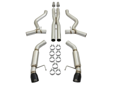 aFe MACHForce XP 3 pouces 304 SS Sport Tone Cat-Back avec embouts noirs 15-17 Ford Mustang V6-3,7 L/V8-5,0 L