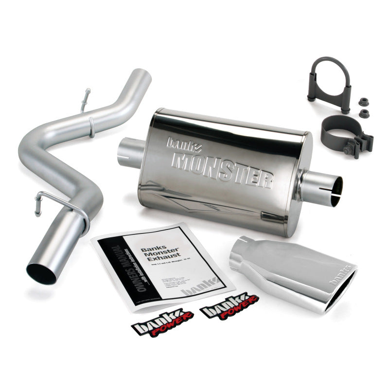 Banks Power 97-99 Jeep 2.5/4.0L Wrangler Slip Fit Cat Monster Exh Sys - Échappement simple SS avec embout chromé