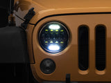 Raxiom 97-18 Jeep Wrangler TJ/JK Axial Series 13-LED Headlights- Black Housing (Clear Lens)