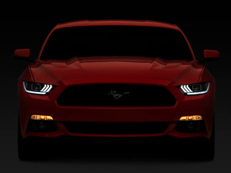 Phares de projecteur à LED Raxiom 15-17 Ford Mustang GT350 GT500 - Boîtier noir (lentille transparente)
